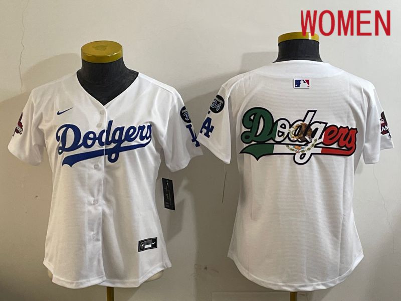 Women Los Angeles Dodgers Blank White Game 2024 Nike MLB Jersey style 12093->youth mlb jersey->Youth Jersey